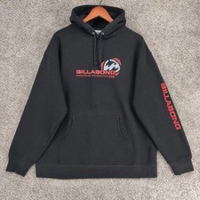 Vintage Billabong Hoodie Mens Large Black Pullover Sweatshirt 90s Y2K Surf