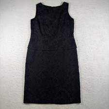 Dressbarn Black Floral Brocade Sleeveless Sheath Peplum Dress 3984 Womens 8M