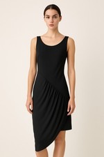 Bebe Dress Asymmetric Stretchy Irregular Length Sleeveless Black Size Medium EUC