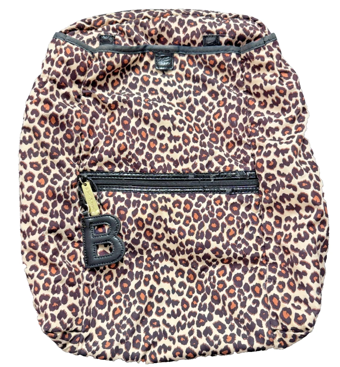 Betsey Johnson Plaid & Leopard Print Backpack With Gold Accents Polka Dot Detail s-l400.jpg main image 2
