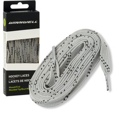 Waxed Hockey Skate Laces for Ice Roller Skates 108" Silver Grey/Black