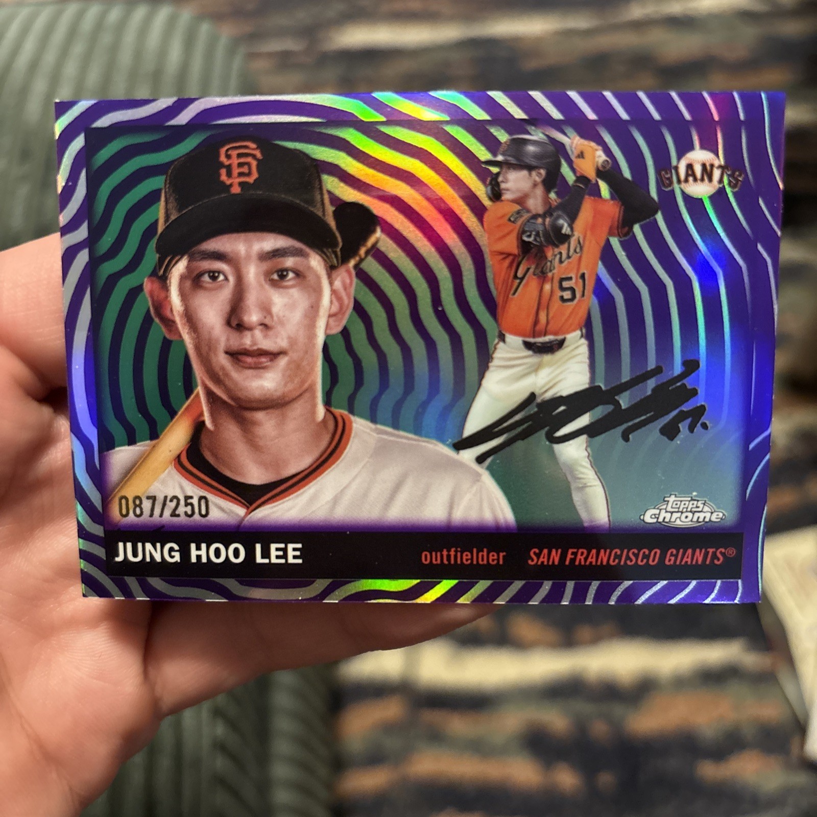 Jung Hoo Lee 106 Purple Vibrations /250 - 2025 Topps Chrome Platinum - Giants