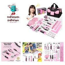 Safety Certified 26-Piece Kids Tool Set with 12  Durable Pink Bag - Fun Learning