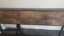 Industrial Double Bed Frame Metal & Dark Wood Headboard/Footboard Black