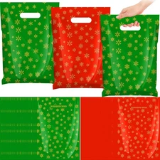 120 Pcs Christmas Plastic Gift Bags 7.9" x 11.8" Christmas Plastic Goody Cand...