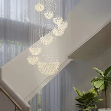 Hall Foyer Pendant Ceiling Lamp Modern Luxury Rain Drop Crystal LED Chandelier
