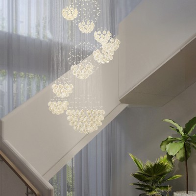 Modern Spiral Sphere Crystal Chandelier Raindrop Pendant Light Art Decor Lamp