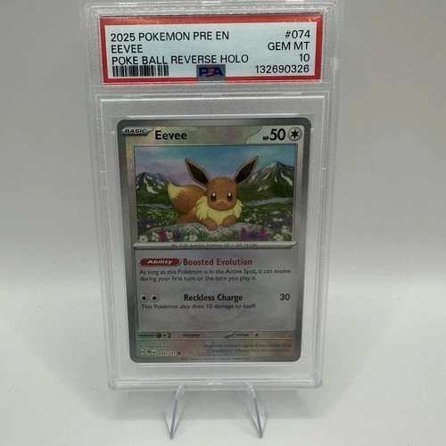 LABEL ERROR PSA 10 GEM MINT - Eevee - 074/131 Prismatic Evolutions MASTER BALL-
