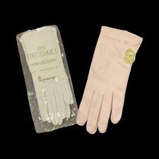 Vintage Lot 2 Pair Womens Dress Gloves NOS White Lace Pink