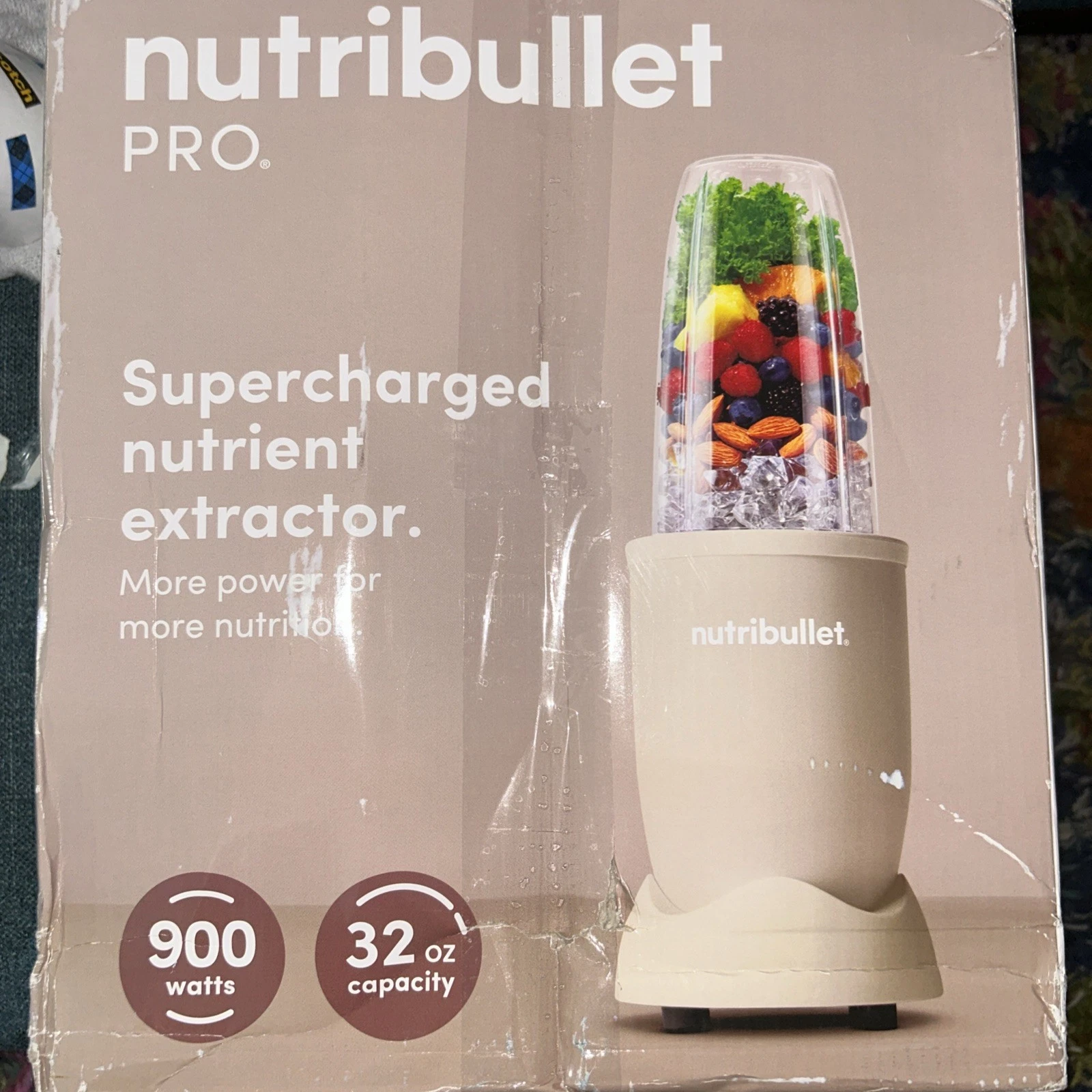 NutriBullet Pro 900W Blender with Two 24oz Cups One 32oz Cup 3 Lids NB9-0801MAS