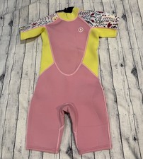 Dark Lightning 3/2mm Kids Printed Short-Sleeved Wetsuit, Pink Size Small