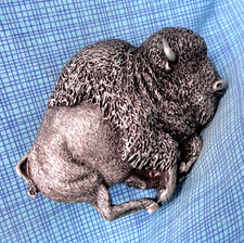 Bison Belt Buckle Old West 3D Buffalo American Frontier Vtg 80s Bergamot .GMP255