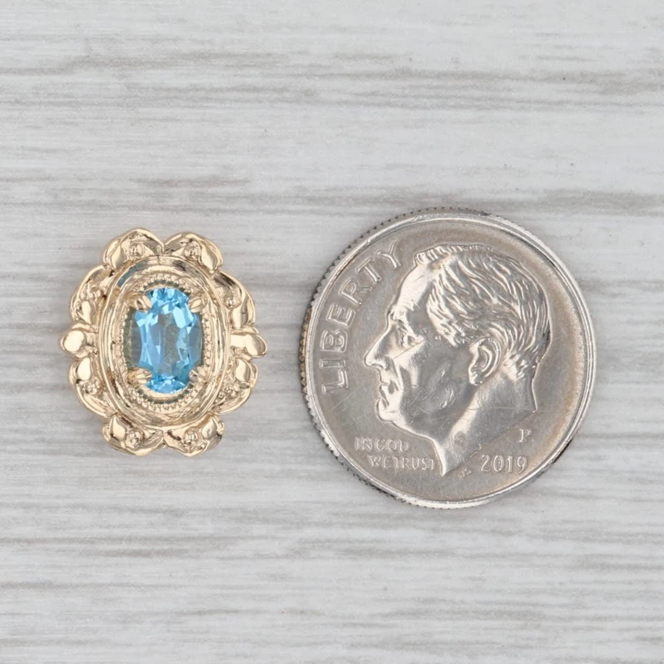 0.60ct Blue Topaz Solitaire Slide Bracelet Charm 14k Yellow Gold Richard Glatter - Image 4 of 4