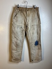 Vintage Thrashed Distressed Carhartt Double Knee Canvas Pants Faded 33x30