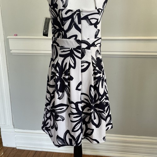 INC International Concepts Floral A-Line Dress Navy Blue And White Size M NWT - 第 10/14 張圖片