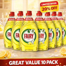 Fairy Lemon Washing Up Liquid 320ml Pack of 10 Dishwashing Grease Cleaner UK 5.47 per litre