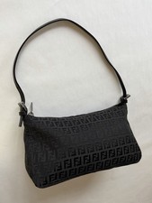 Mini Bolso de Hombro FENDI Zucchino Monograma Pochette Negro