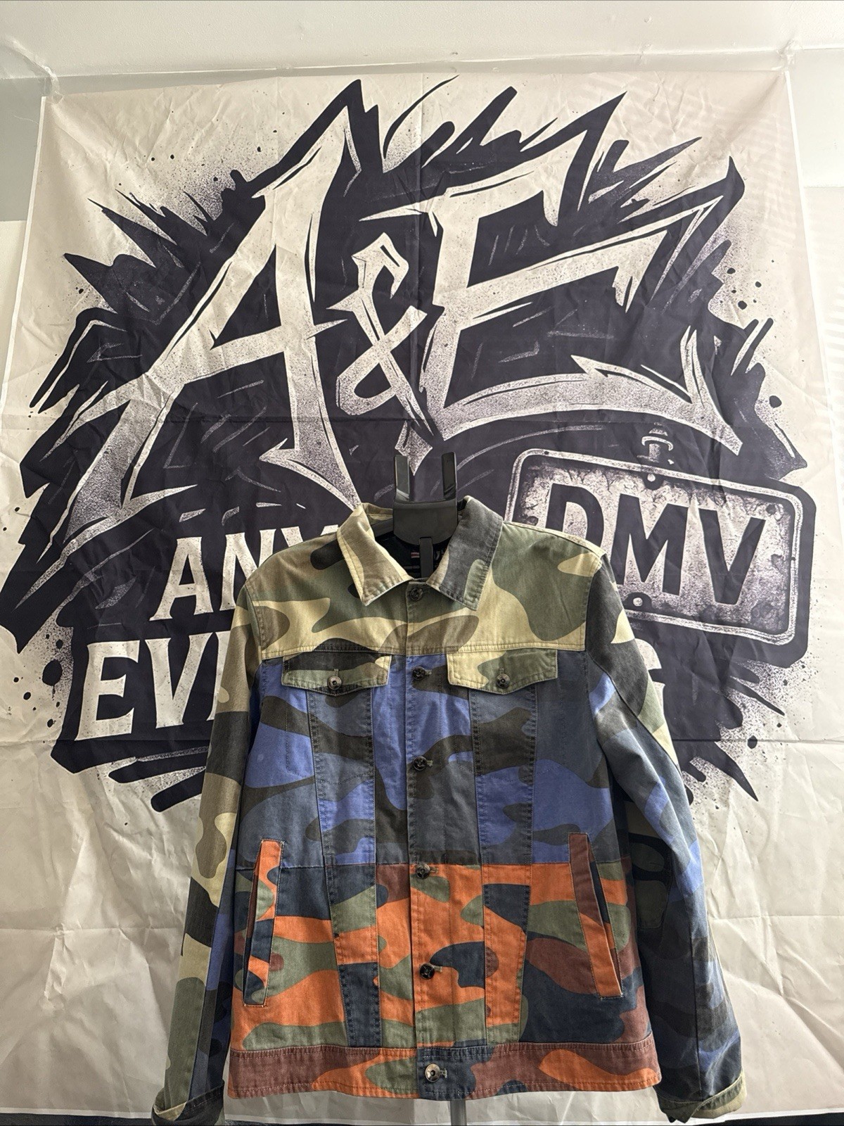 BKYS  Patchwork Multicolor Camo Trucker Jacket XL - image 1