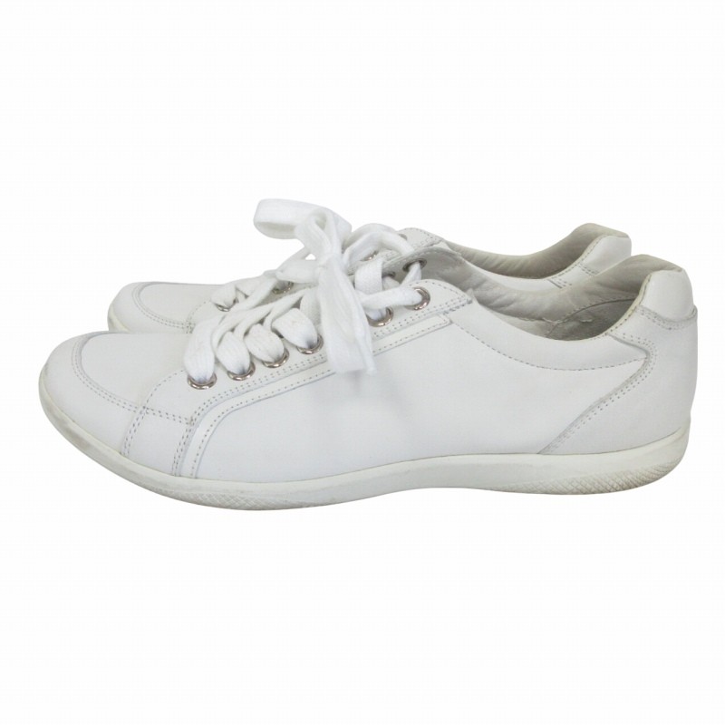 Prada Sports Sneakers White Leather Rubber Sole Low Cut used 25cm thumbnail 2