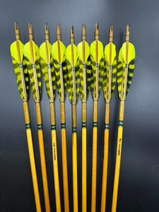 9 Self-Nocked Four Fletch 23/64 Tapered Arrows - 29" in Length, 80# Spine