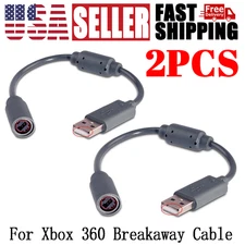 2Pcs For Xbox 360 PC Wired Controller USB Breakaway Dongle Cable Cord Adapter