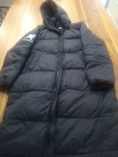 Woman Kangol Puffer Long Parka Black Full Zip Size Small Insulated