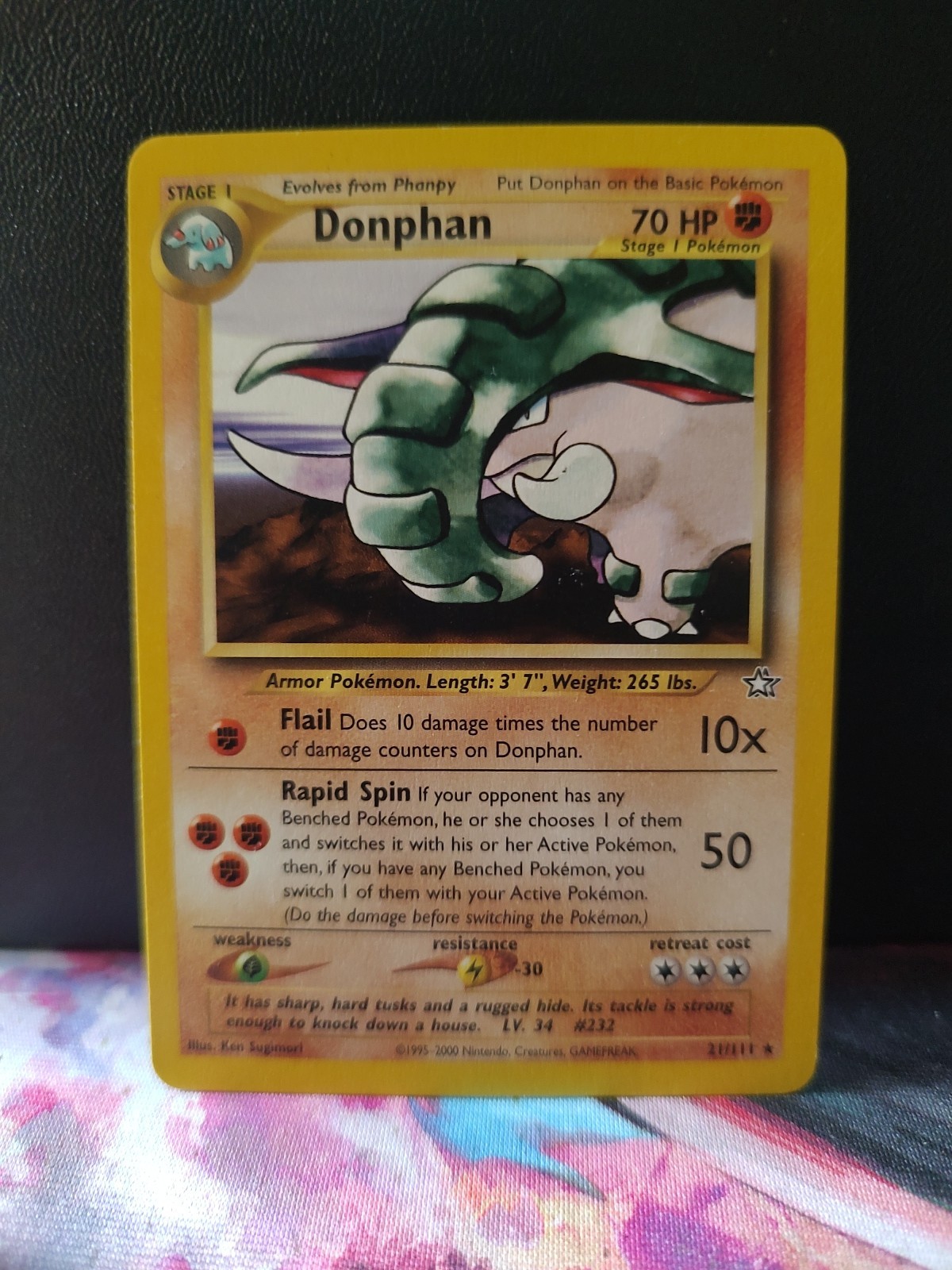 Donphan 21/111 Neo Genesis Regular Rare Vintage Pokemon Card LP