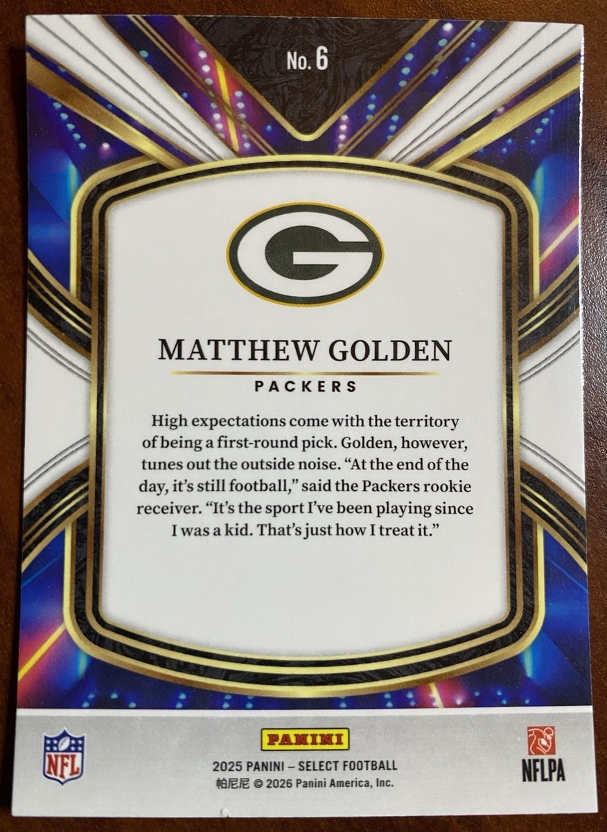 2025 Panini Select MATTHEW GOLDEN Select Future Rookie (RC) #6