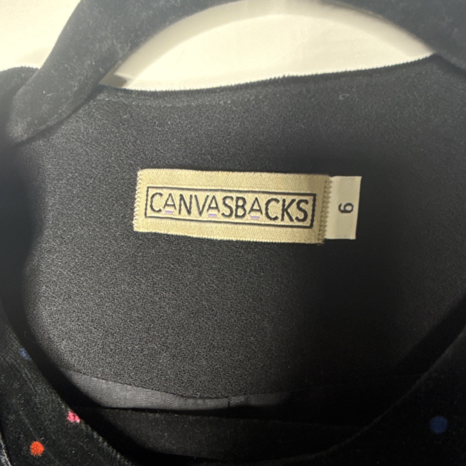 Canvasbacks Black Patchwork Polka Dot Button Jack… - image 8