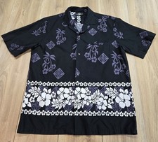 Royal Creations VTG Hawaiian Shirt Mens Sz Medium, Navy Blue W/Hibiscus