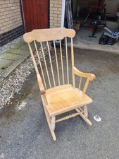 Vintage Farmhouse Country Solid Pine Wood Rocking Arm chair 102cm tall 61cm wide