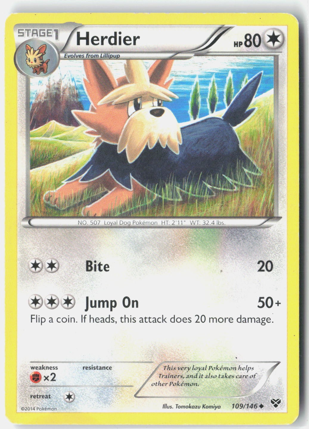 Herdier XY Base Set 109/146 Pokemon Card