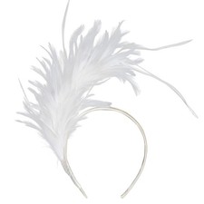 Lystaii 1920s Feathers Fascinator Headband 50s Prom Queen One Size, White