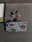 Vintage 90's Brandon Michael Cummerbund Bow Tie Set - CHECKERBOARD - EXCELLENT!!