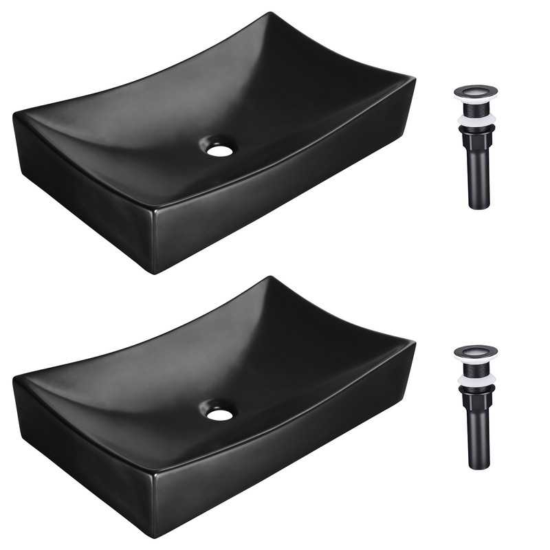 Aquaterior Bathroom Vessel Sink Porcelain Ceramic Vanity Basin Drain AQT0132 2PC