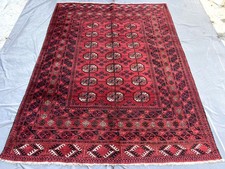 Red Antique Afghan Turkmen Tekke Rug 7x9 ft Hand Knotted Traditional Area Carpet