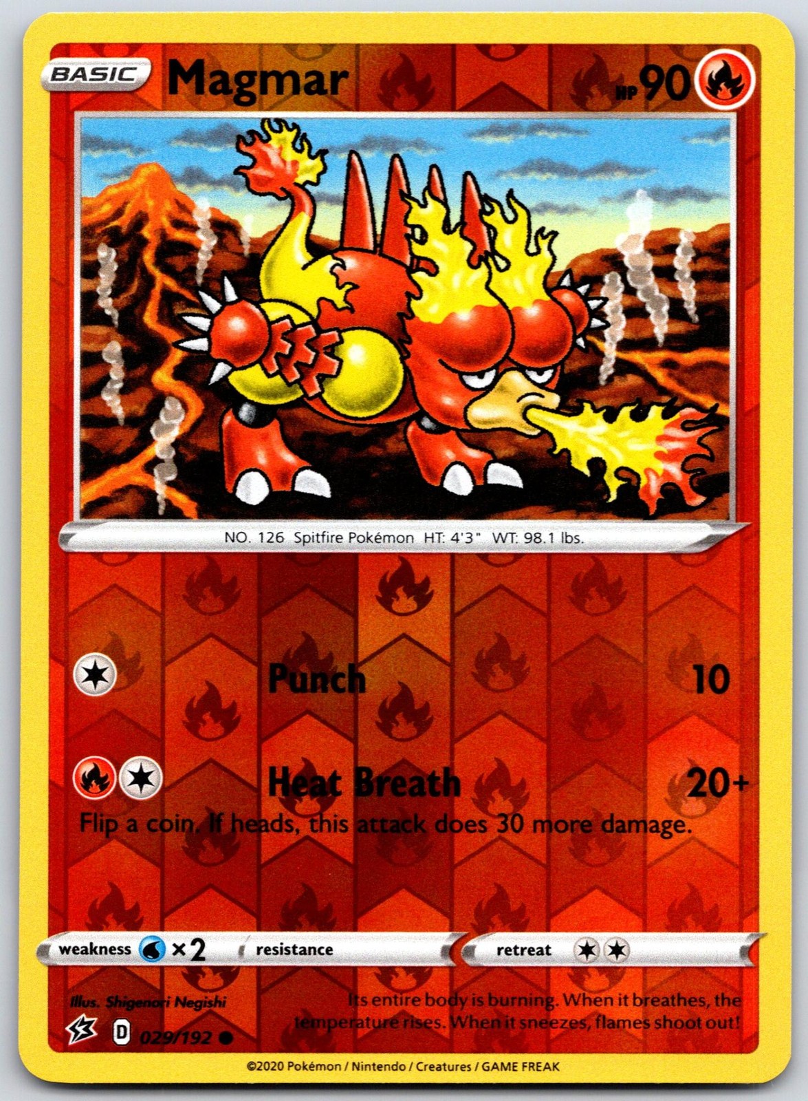 POKEMON REBEL CLASH MAGMAR 029/192 COMMON REVERSE HOLO NM