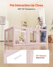 VEVOR Dog Whelping Box - 60x39x23 in Transparent, Easy-to-Clean Puppy Playpen fo