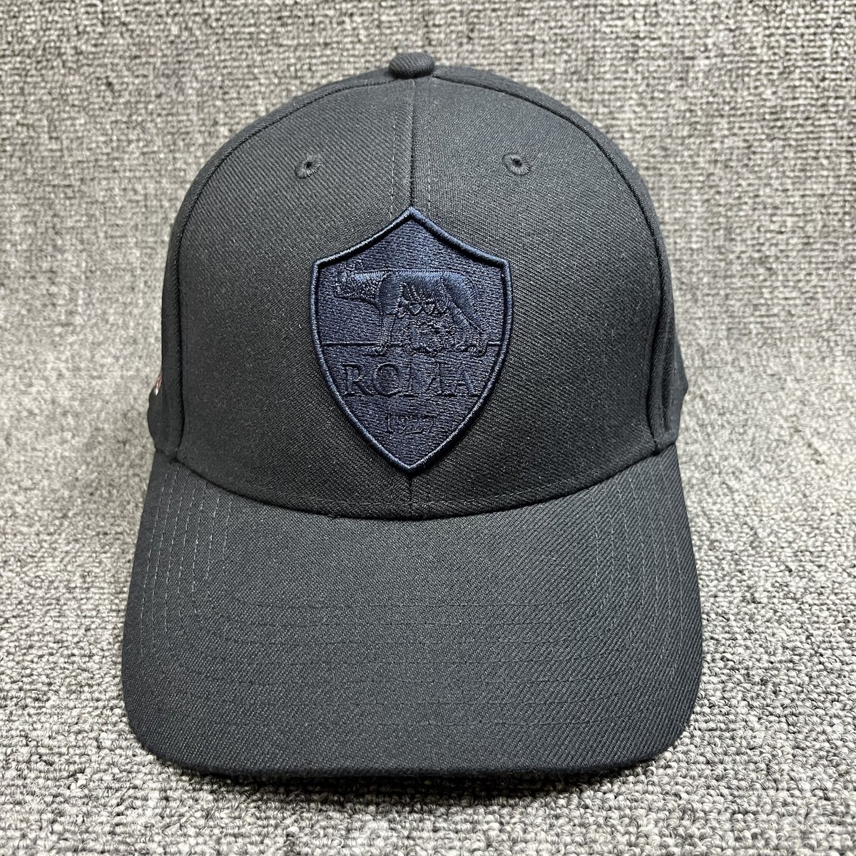 AS Roma '47 Brand MVP Snapback Hat Black Tonal Wolf Shield Italian Flag Cap