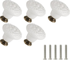 White Ceramic Knobs 10 Pack Flower Drawer Pulls Vintage Cabinet Knobs - Antique