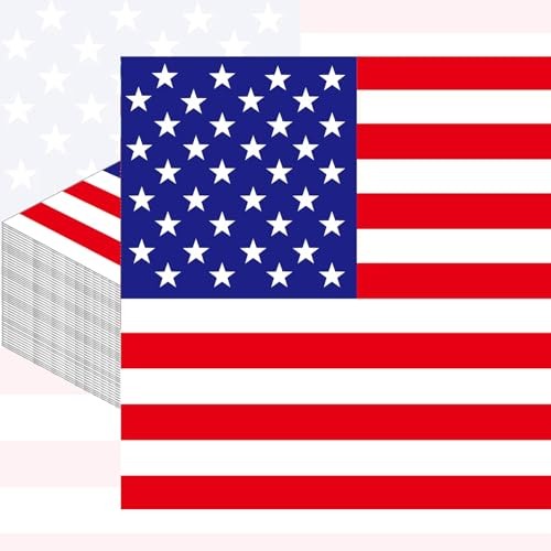 50 Stück, Amerikanische Flagge Servietten, Patriotisches USA Flagge Design, Rot Weiß Blau - Bild 1 von 6