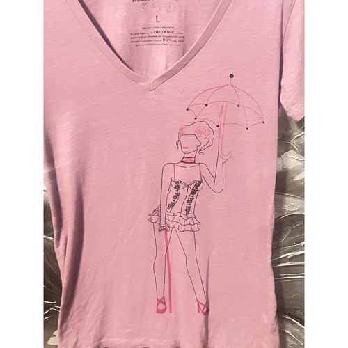 Threads 4 Thought V-Neck Graphic Tee Mauve Pink Boudoir Woman w/ Umbrella Size L - Picture 3 of 18