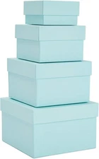 Stockroom Plus Teal Nesting Gift Box Set - 4 Pack Square Sizes 6.5 x 
