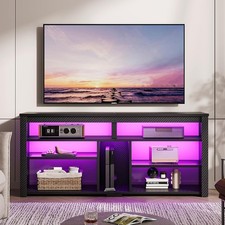 LED Tall TV Stand, Entertainment Center for 55/60/65 Inch TV, Gaming TV Console