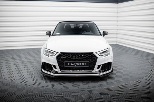 Front Ansatz V.4 FüR Audi RS3 Limousine 8V Facelift Schwarz Spoilerlippe Schwert-image
