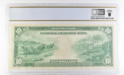 1914 $10 Atlanta GA FRN Fr#927B Large Note About Unc 50 PCGS *2538 - Picture 2 of 3