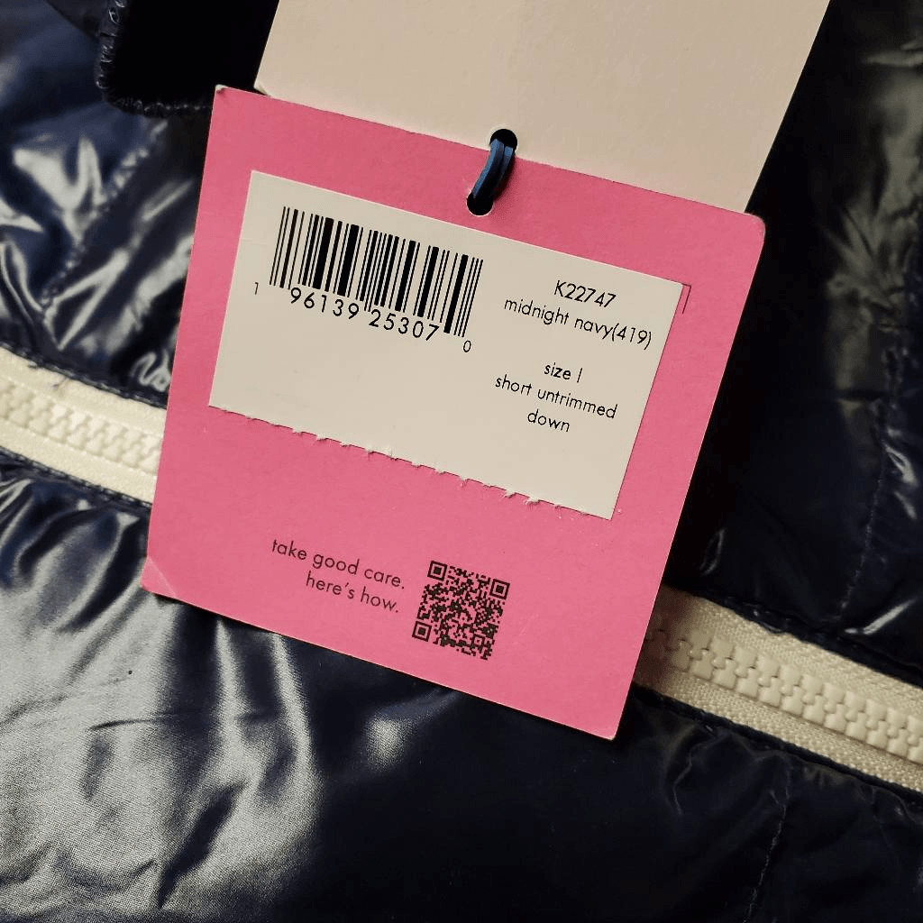 Kate Spade Women's NWT Blue Metallic Hooded Zip Front Down Jacket Coat Large thumbnail 5