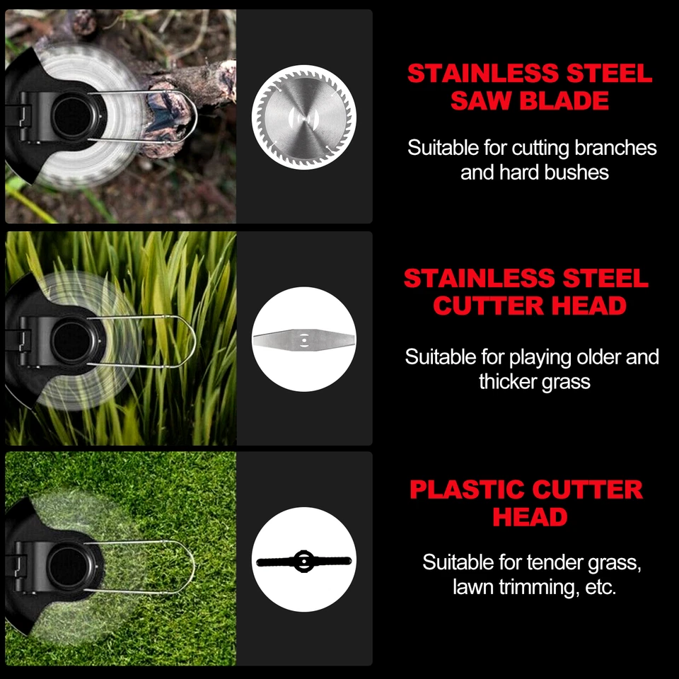 2500W Cordless Weed Eater Electric Brush Cutter Lawn Edger Grass String Trimmer - Image 3 of 4