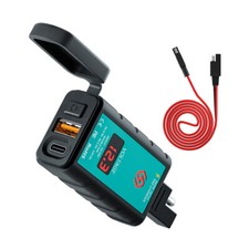 Motorcycle Charger USB Type-C QC 3.0 SAE Socket Adapter 12V-24V LED Voltmeter