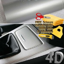 60 X 60 Premium Gloss Silver Carbon Fiber 4d Vinyl Film Wrap Air Bubble Free